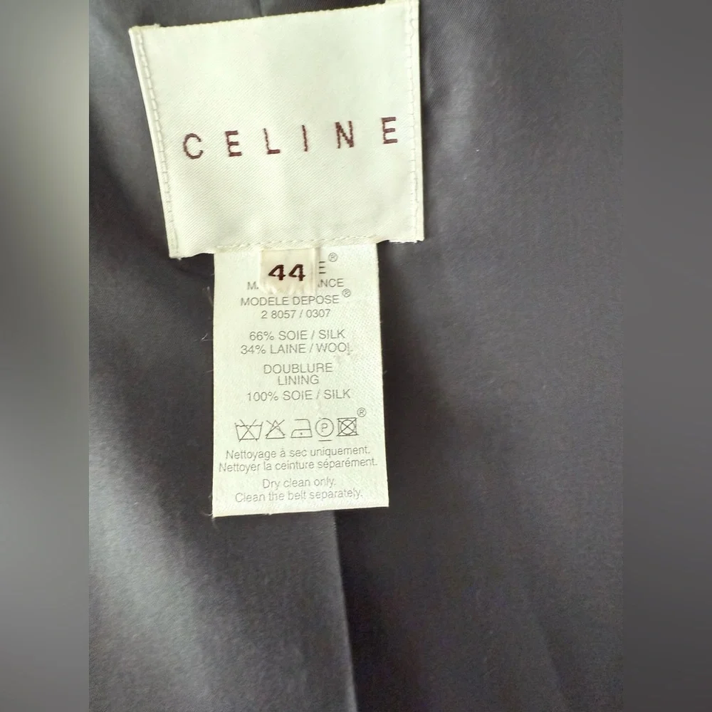 CELINE Silk Wool Blend Belted Trench Coat - Picture 13 of 16